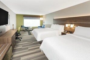 A hotel room with two beds, a desk, a chair, a TV, and a window. - Holiday Inn Express & Suites Hudson I-94 by IHG (Hudson)
