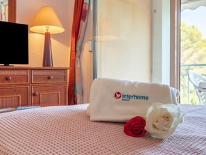 1 chambre, fer et planche à repasser