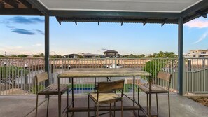 Outdoor dining - 3 Kestrel Place - complete with private pool (EXMOUTH)
