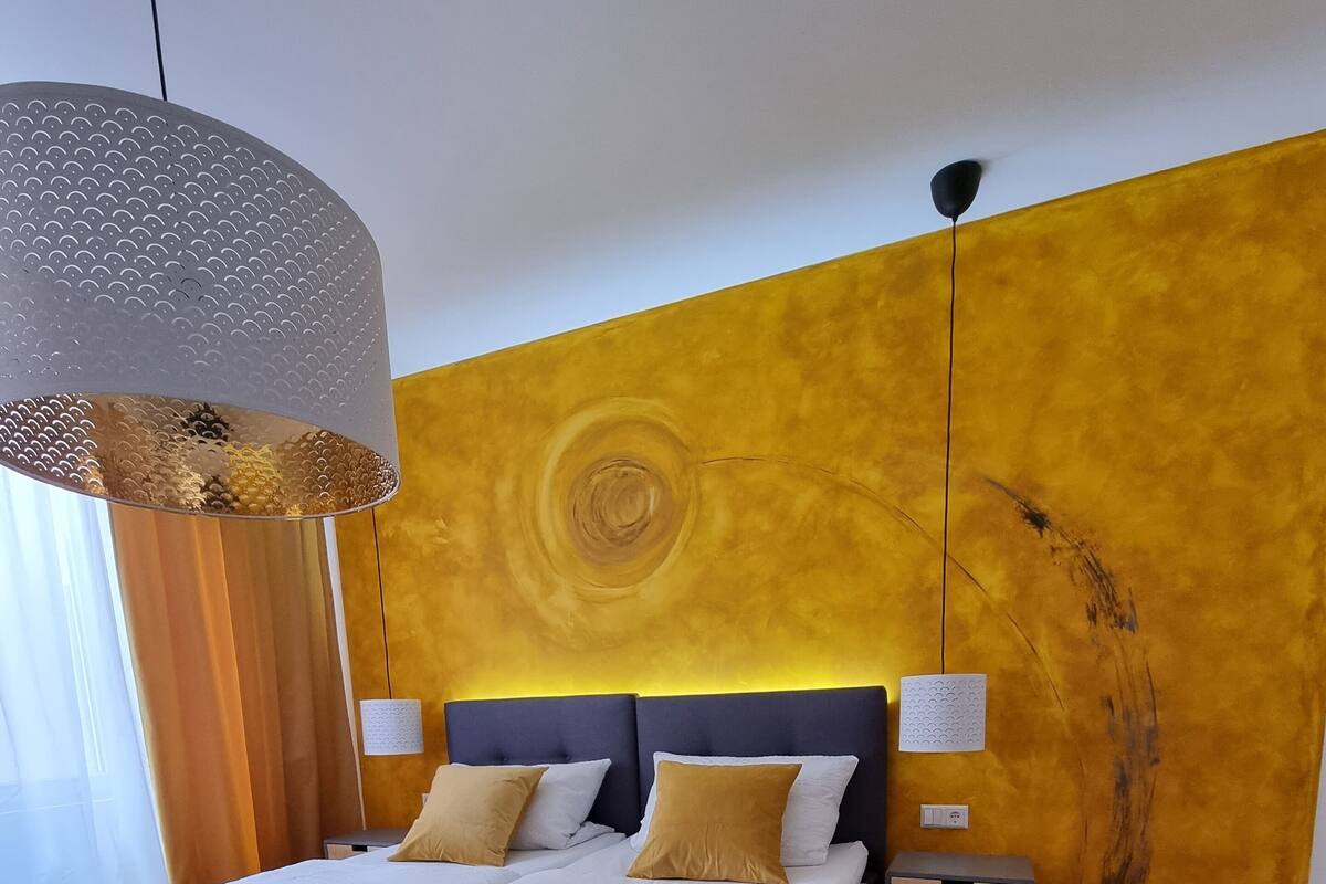 Design-huone | 1 makuuhuone, italialaiset Frette-lakanat, ylelliset vuodevaatteet