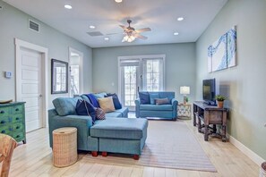 Smart TV, DVD player, books, video library