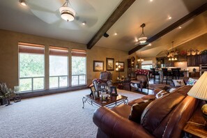 TV, fireplace, foosball