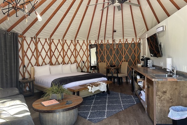 Birch Yurt | Egyptian cotton sheets, premium bedding, individually decorated