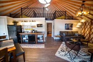 Cedar Yurt | Living area | Flat-screen TV