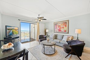 Flat-screen TV, DVD player