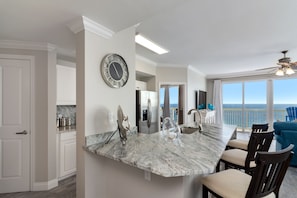 Fridge, microwave, oven, stovetop -  3 KING Beds!3 BR'S,3 BA Remodeled condo! Wrap Around Balcony,Free Beach Service (Panama City Beach)