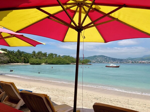 Beach nearby, sun-loungers, beach towels