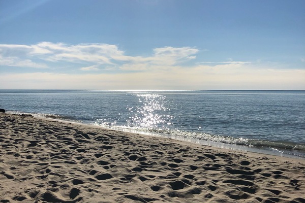 Nær stranden, solsenger og strandhåndklær