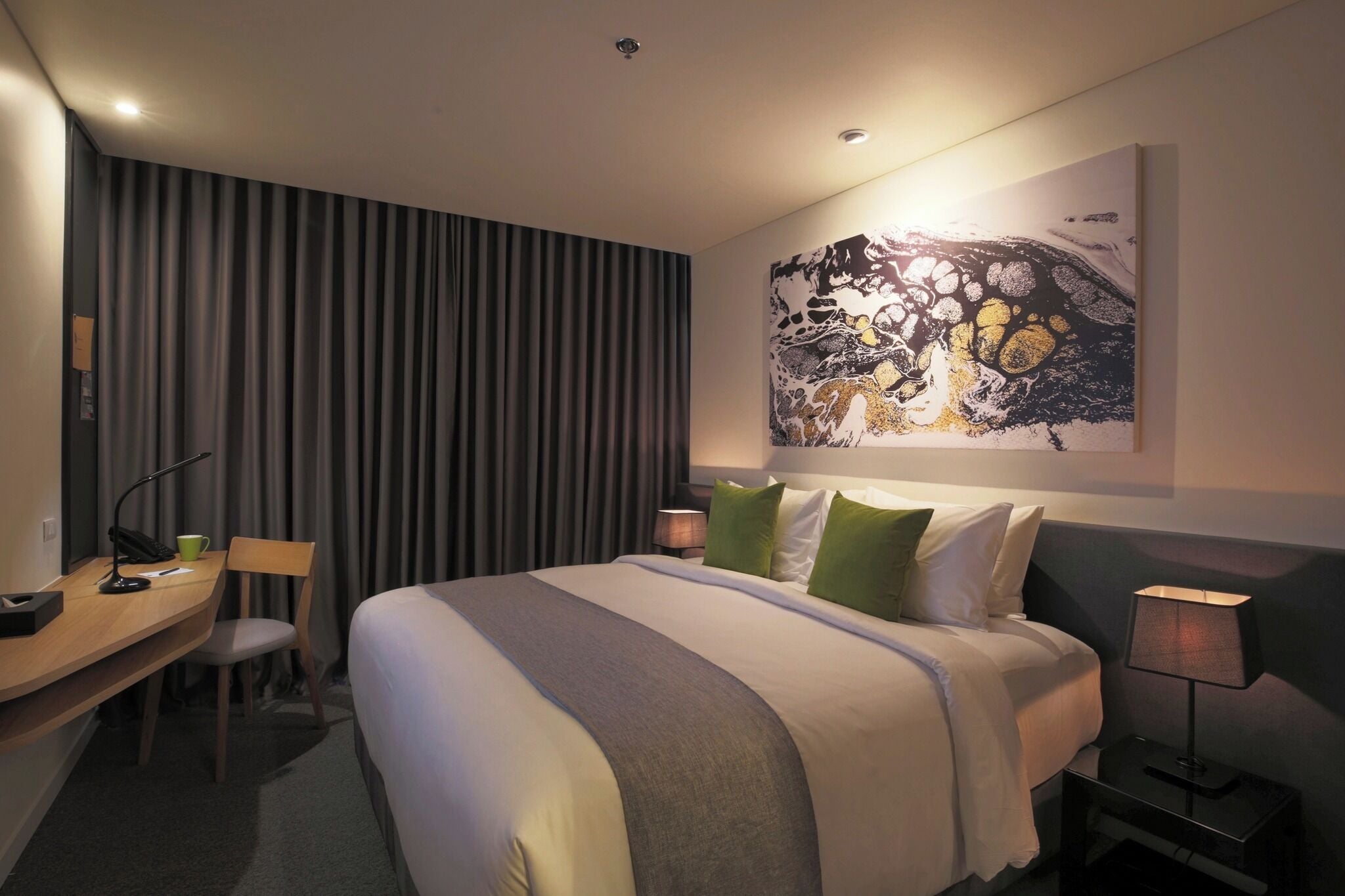 premium bedding, down duvets, minibar, in-room safe