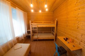 Desk, free WiFi, bed sheets