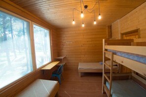 Desk, free WiFi, bed sheets