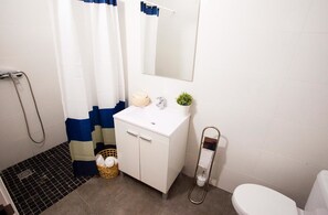 Regadera, amenidades de baño gratuitas, secadora de cabello, toallas 