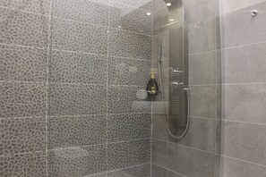 Ensemble douche/baignoire, sèche-cheveux, bidet, serviettes fournies