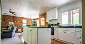 Fridge, microwave, dishwasher, coffee/tea maker