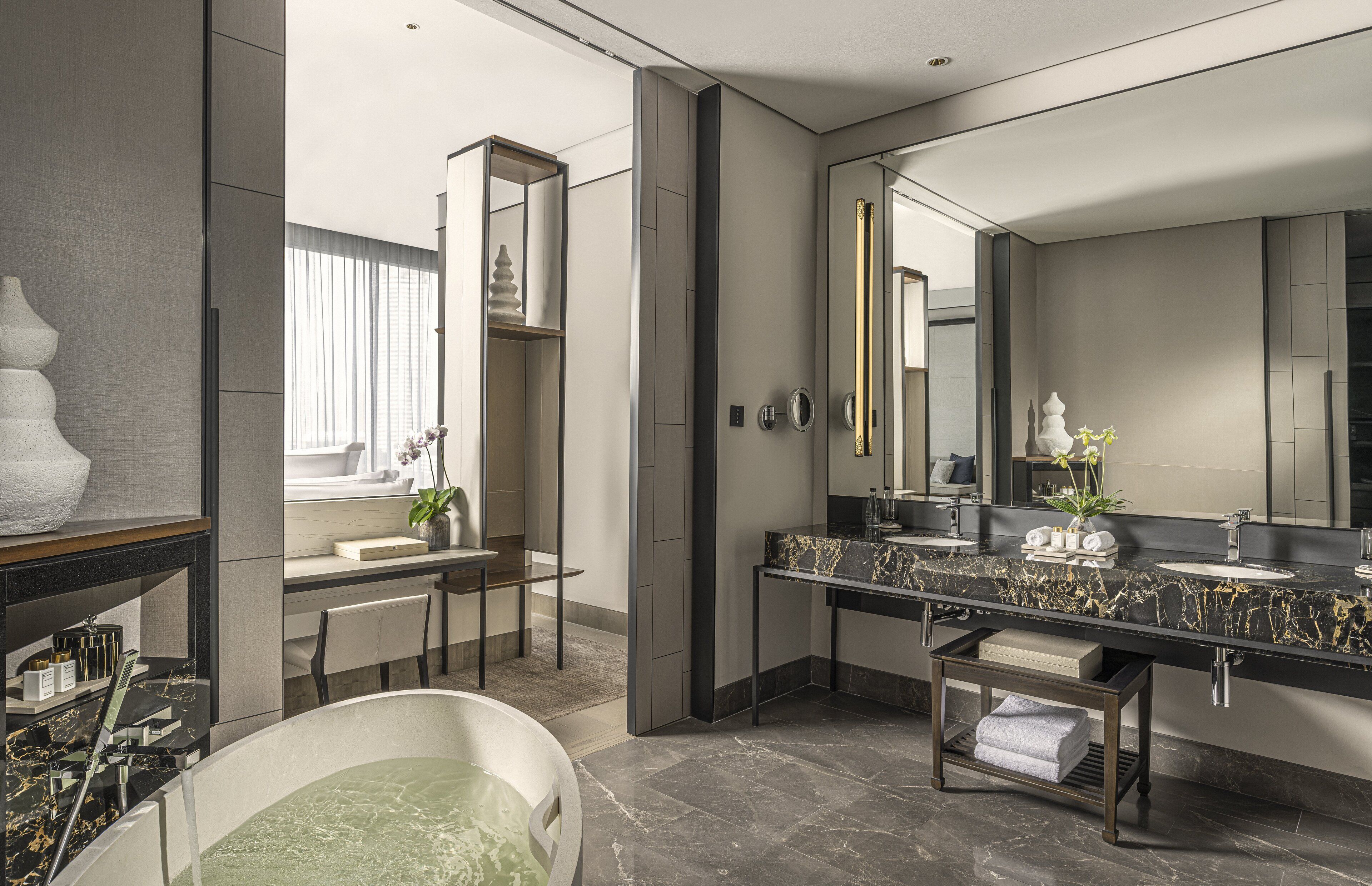 bathrobes, slippers, bidet, towels