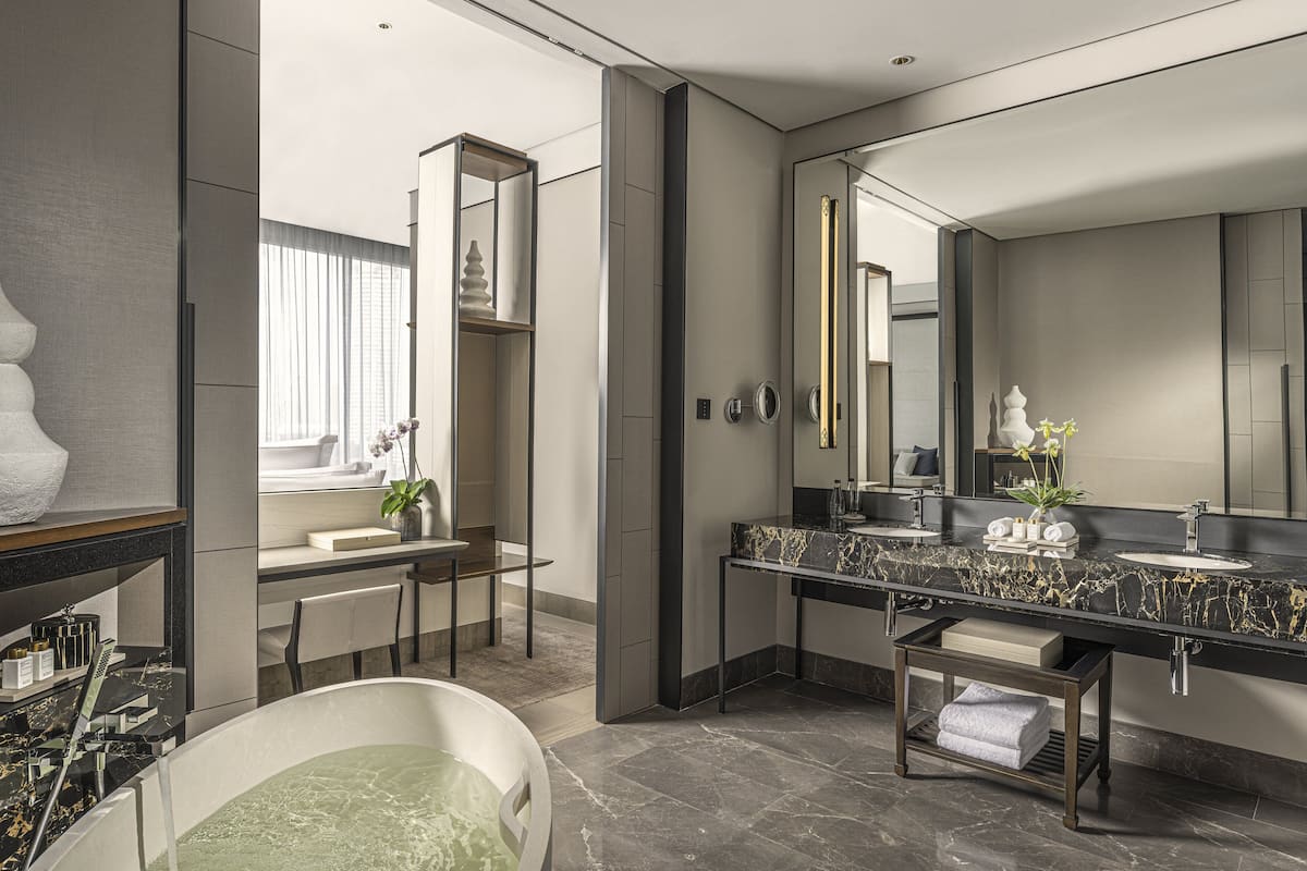 bathrobes, slippers, bidet, towels