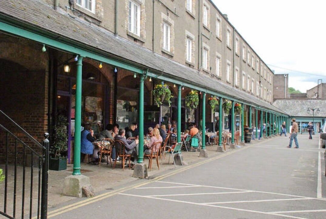 Dukes in Tavistock Market Square - great for lunch & amazing browsing 10-12 mins