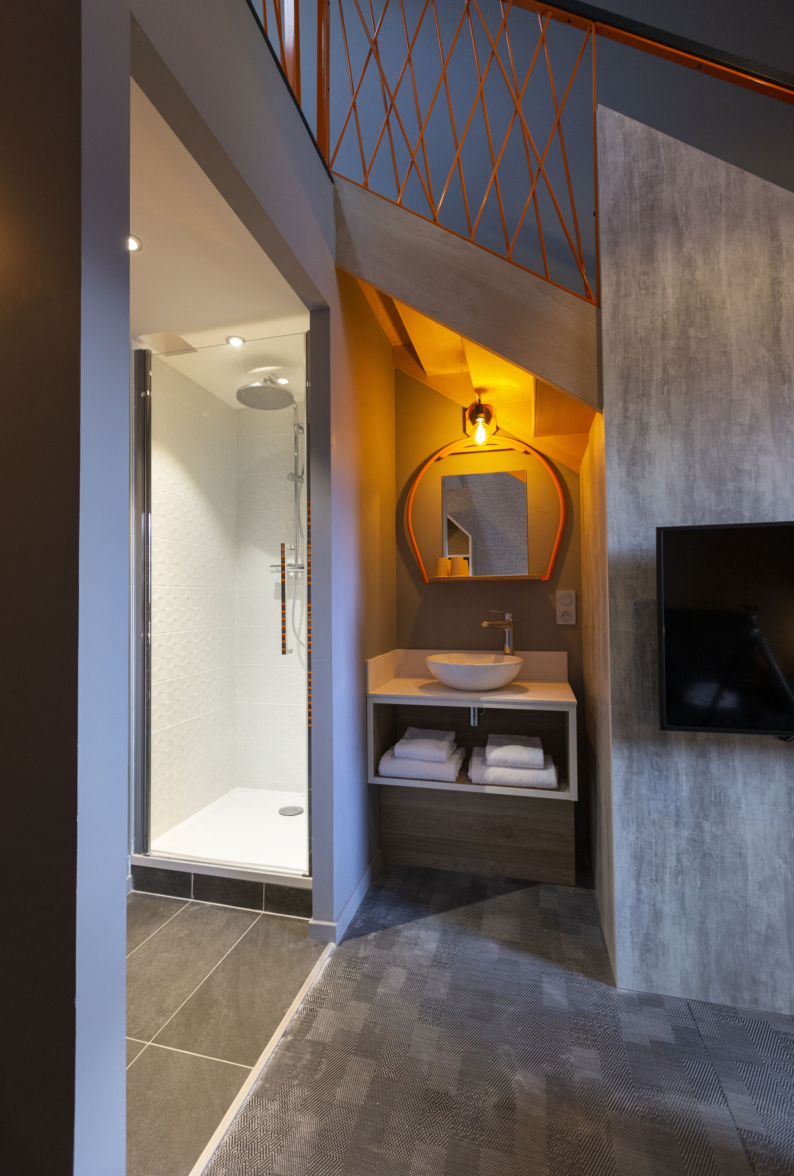 junior duplex, 1 queen bed with sofa bed, mountain view (iseran mezzanine) | bathroom sink