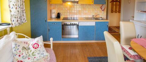 Family Apartment, 3 Bedrooms, Kaiserblick 1 | 私人廚房 | 大型雪櫃/冰箱、微波爐、焗爐、爐具