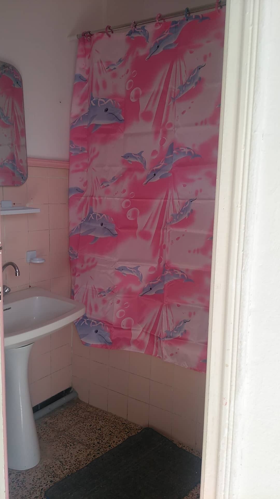 Bathtub, towels, soap, shampoo