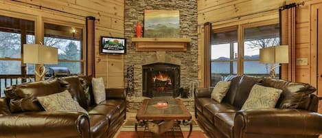 Smart TV, fireplace, DVD player