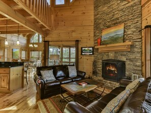 Smart TV, fireplace, DVD player