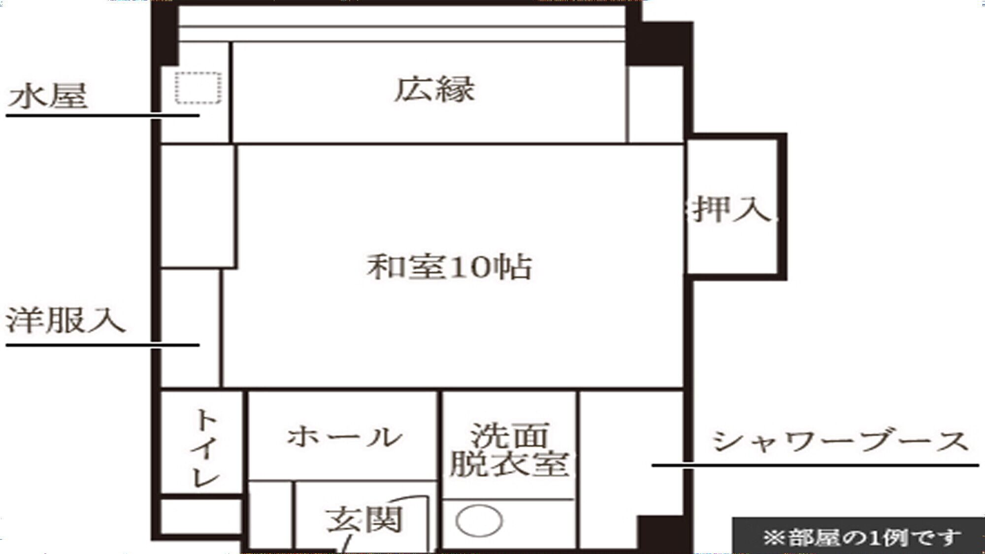 A hotel floor plan with a 10-room suite, a lobby, a washroom, and a sauna.
