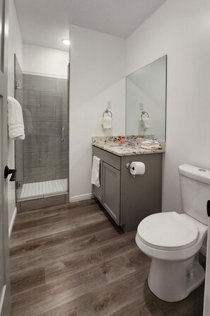 Chambre | Salle de bain | Douche, séchoir à cheveux, serviettes fournies, savon