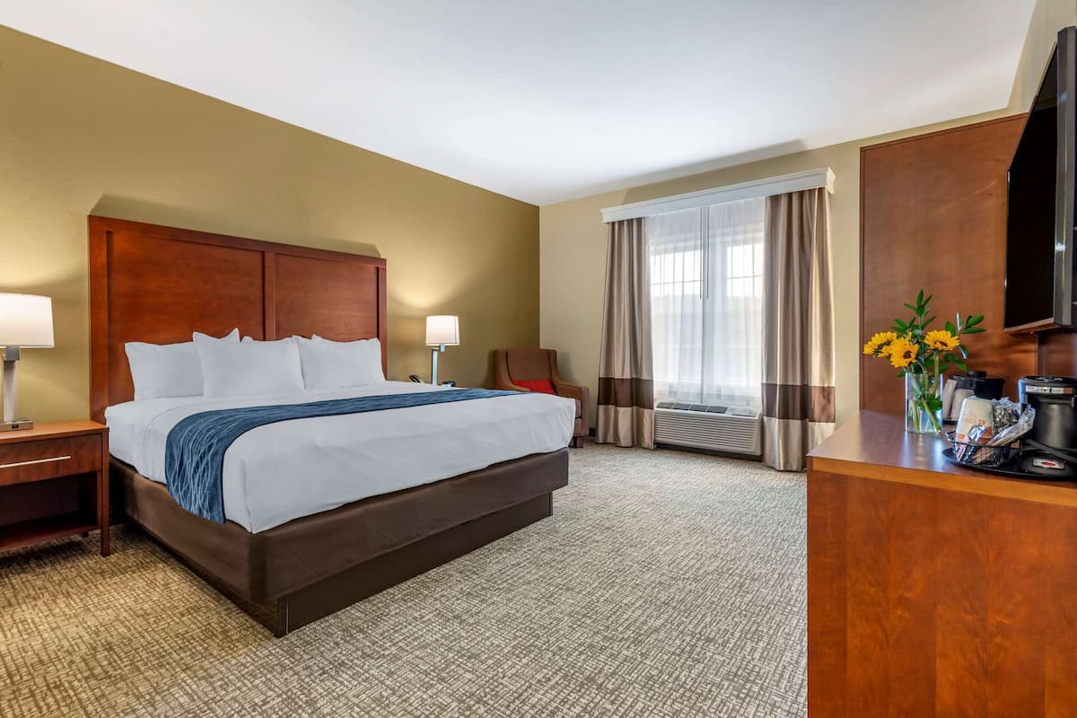 room, 1 king bed, accessible, non smoking | desk, bed sheets