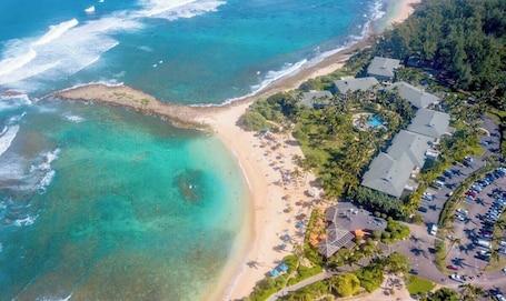 On the beach, sun-loungers, beach towels. Stunning Corner Villa, Ocean Views From Every Bed