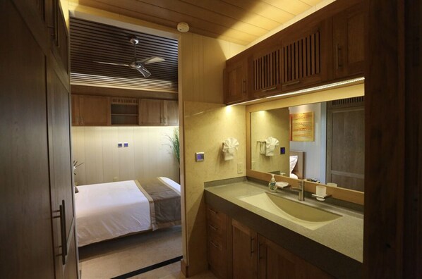 Hair dryer, towels, toilet paper