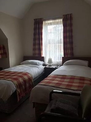 Habitación con 2 camas individuales, baño privado | Tabla de planchar con plancha, wifi gratis y ropa de cama 