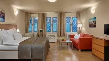 1 bedroom, desk, laptop workspace, iron/ironing board