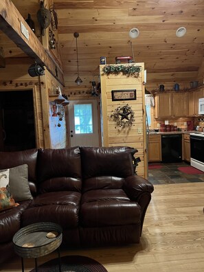 Smart TV, fireplace, DVD player, books