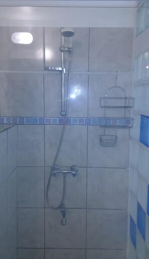 Regadera, secadora de cabello, bidet, toallas 