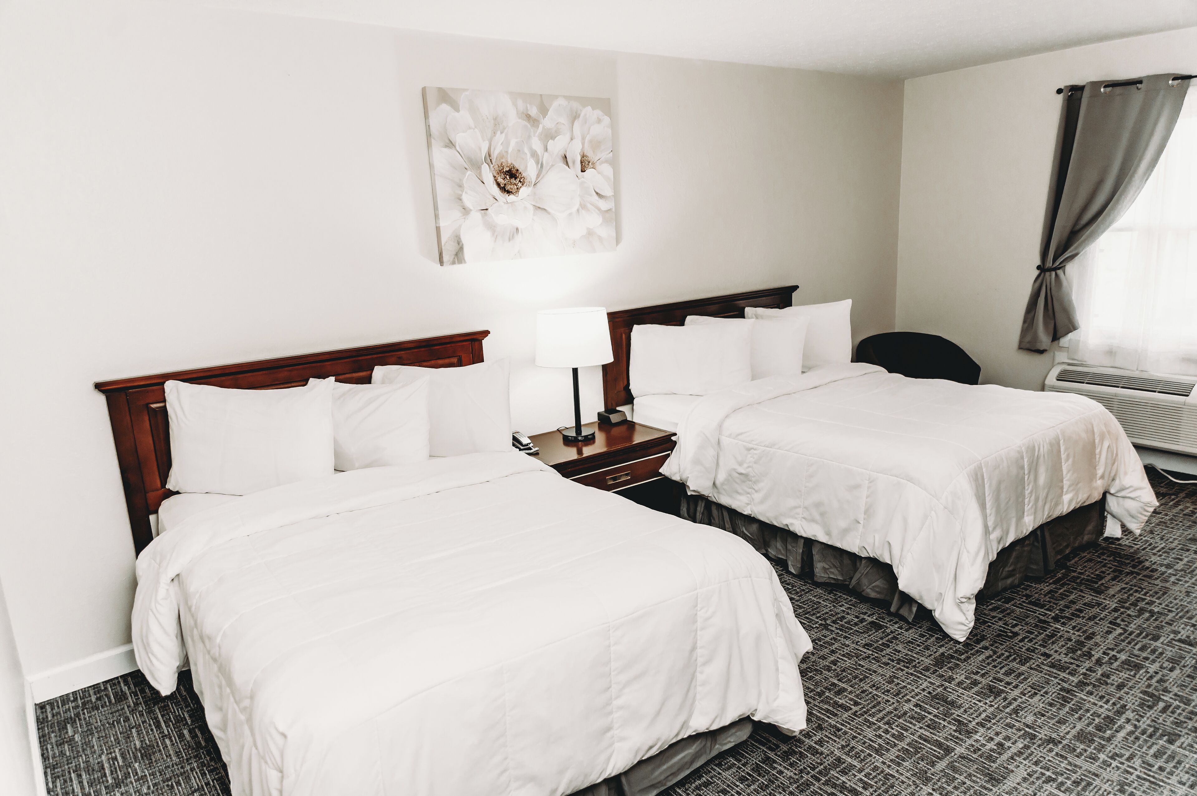 double room, 2 double beds | desk, laptop workspace, blackout curtains, iron/ironing board