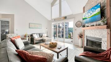 TV connectée, cheminée, jeux vidéo, lecteur de DVD