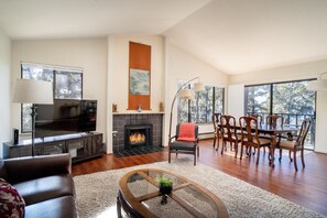 TV, fireplace