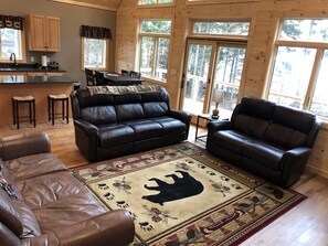 Smart TV, fireplace, DVD player, music library