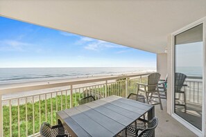 Outdoor dining - Updated Oceanfront Condo, Indoor and Outdoor Pools | Crescent Shores - N 303 (North Myrtle Beach)