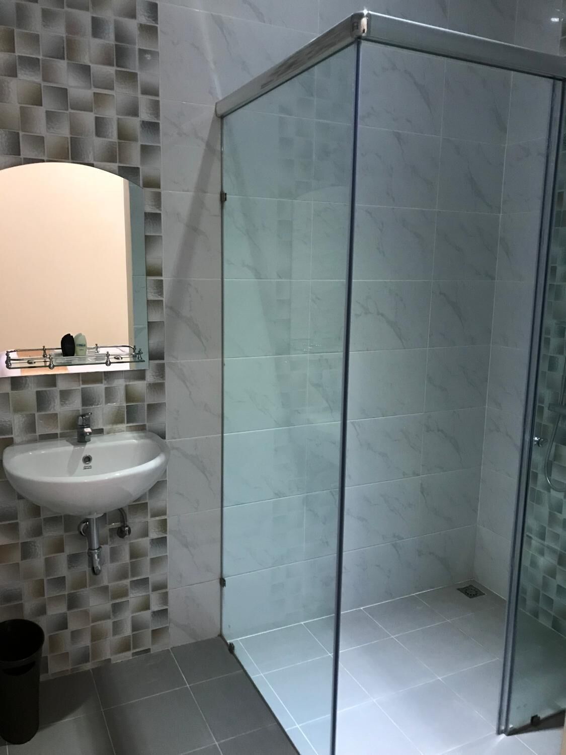 Shower, bidet, towels, soap