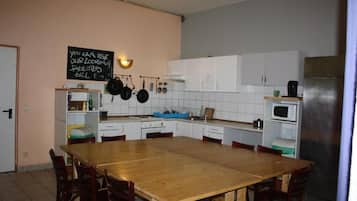 Fridge, stovetop, cookware/dishes/utensils