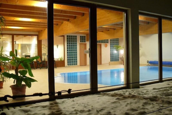 Indoor pool, seasonal outdoor pool, sun loungers