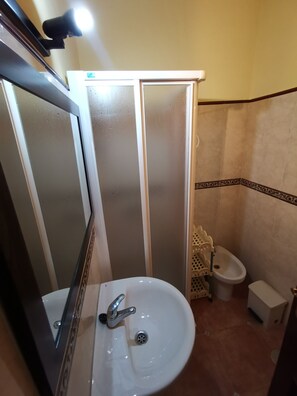 Shower, bidet, towels