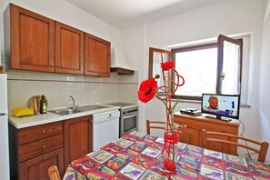 Fridge, microwave, stovetop, dishwasher