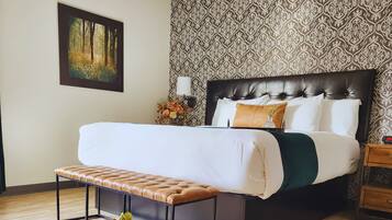 Premium bedding, down comforters, pillowtop beds, individually decorated