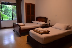 Blackout curtains, iron/ironing board, free WiFi, bed sheets