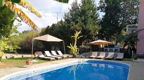 Outdoor pool, pool loungers