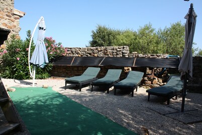 Typical restored stone village house with cool, tranquil vaulted ceilings.