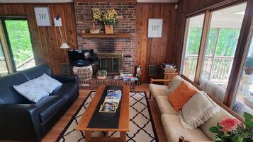 TV, fireplace, DVD player, video library